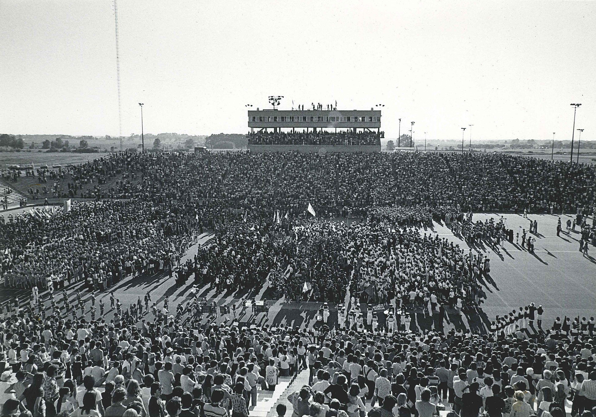A crowd view of the 1975 World Games at Central Michigan University