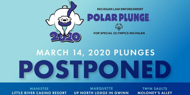 Polar Plunge logo with words saying final three Polar Plunges are postponed