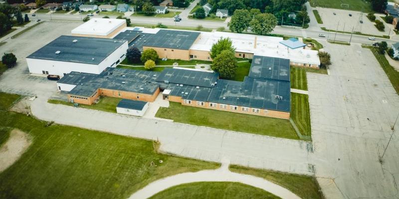Aerial view of Grand Rapids South Christian's former school location